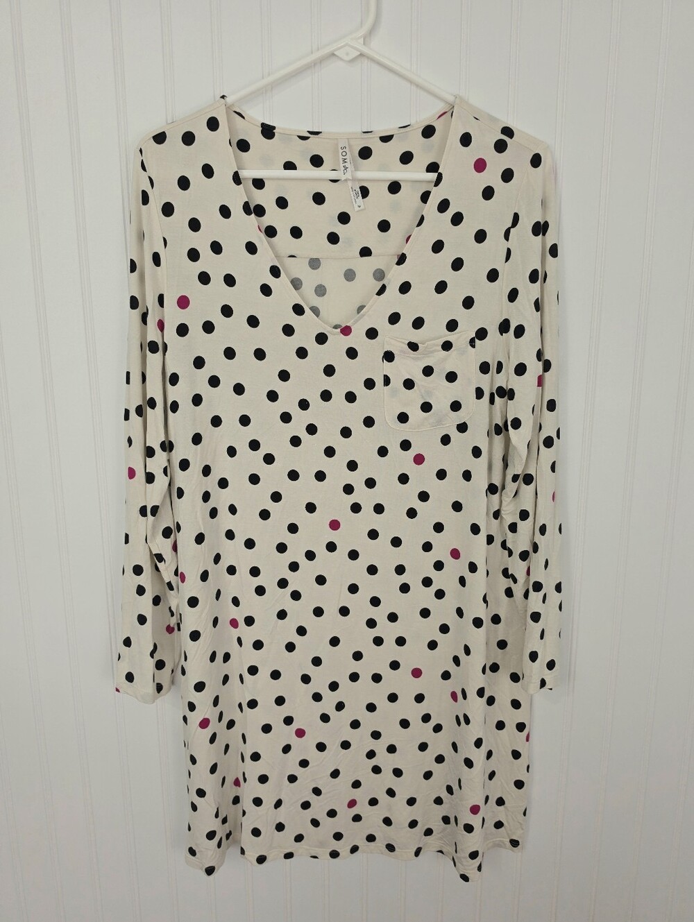 Soma | Cool Nights Polka Dot Long Sleeve Night Shirt Medium